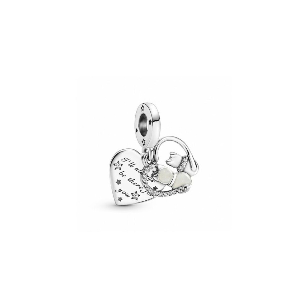 CATS AND Dog heart dangle sterling silver charm for pandora bracelet