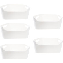 5 Plastic Container Boxes Basket for Storage Organizing in Home or Office - Suitable for Shelf's Drawers Laundry Cupboard (24 x 17 x 11 cm 1.8 liter)