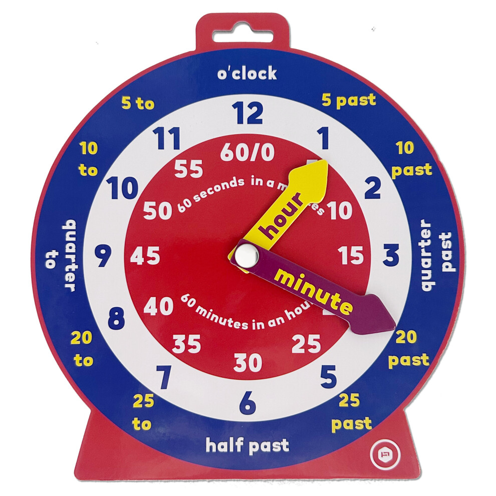 Early Learning Educational Teaching Clock with Moveable Hands and Magnetic Back.