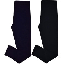 (Black, 4-5 Years) Panzy 2 Pack Girls Kids Children Plain Stretchy 95% Cotton Leggings Ages 5 to 13