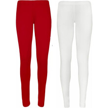 (White/Red, 4-5 Years) Panzy 2 Pack Girls Kids Children Plain Stretchy 95% Cotton Leggings Ages 5 to 13