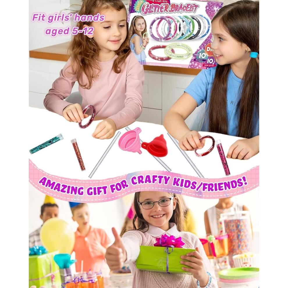 Glitter Bracelet Making Kit for Girls Aged 5 6 7 8 9 10 11 12, Top Girls Gift