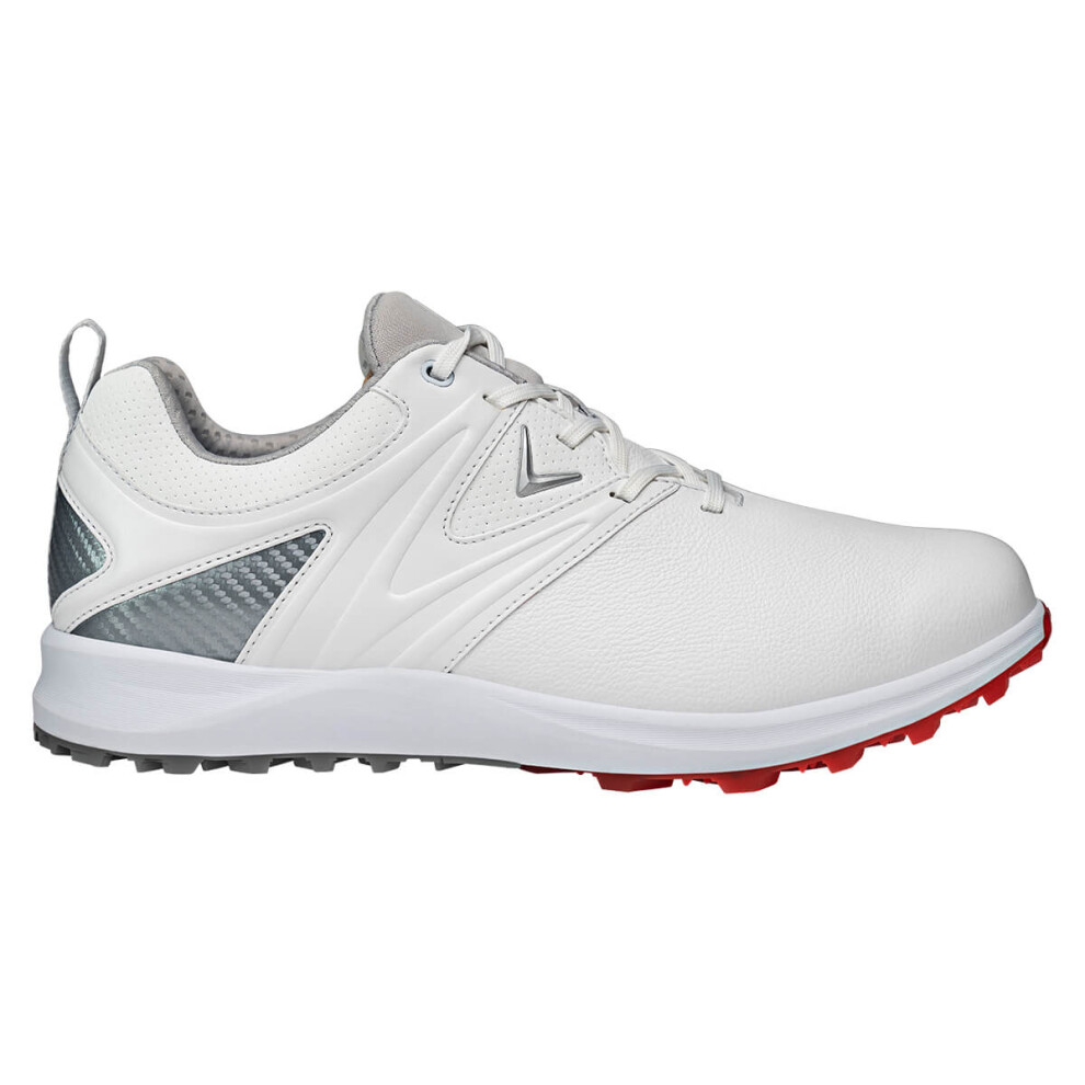 (UK 8, White/Grey) Callaway Golf Mens M599 ADAPT Spikeless Leather Upper Golf Shoes