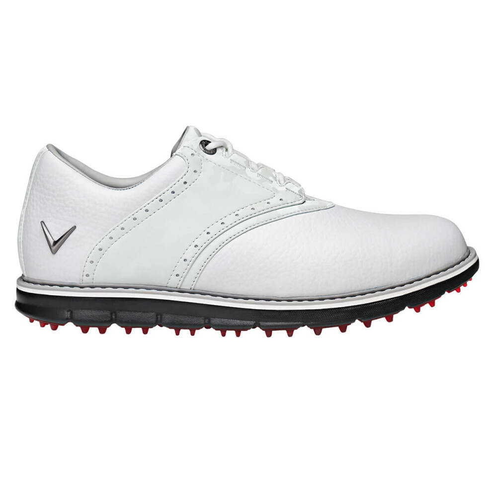 (UK 7, White/White) Callaway Golf Mens M597 LUX Leather Upper Spikeless Cushioned Golf Shoes