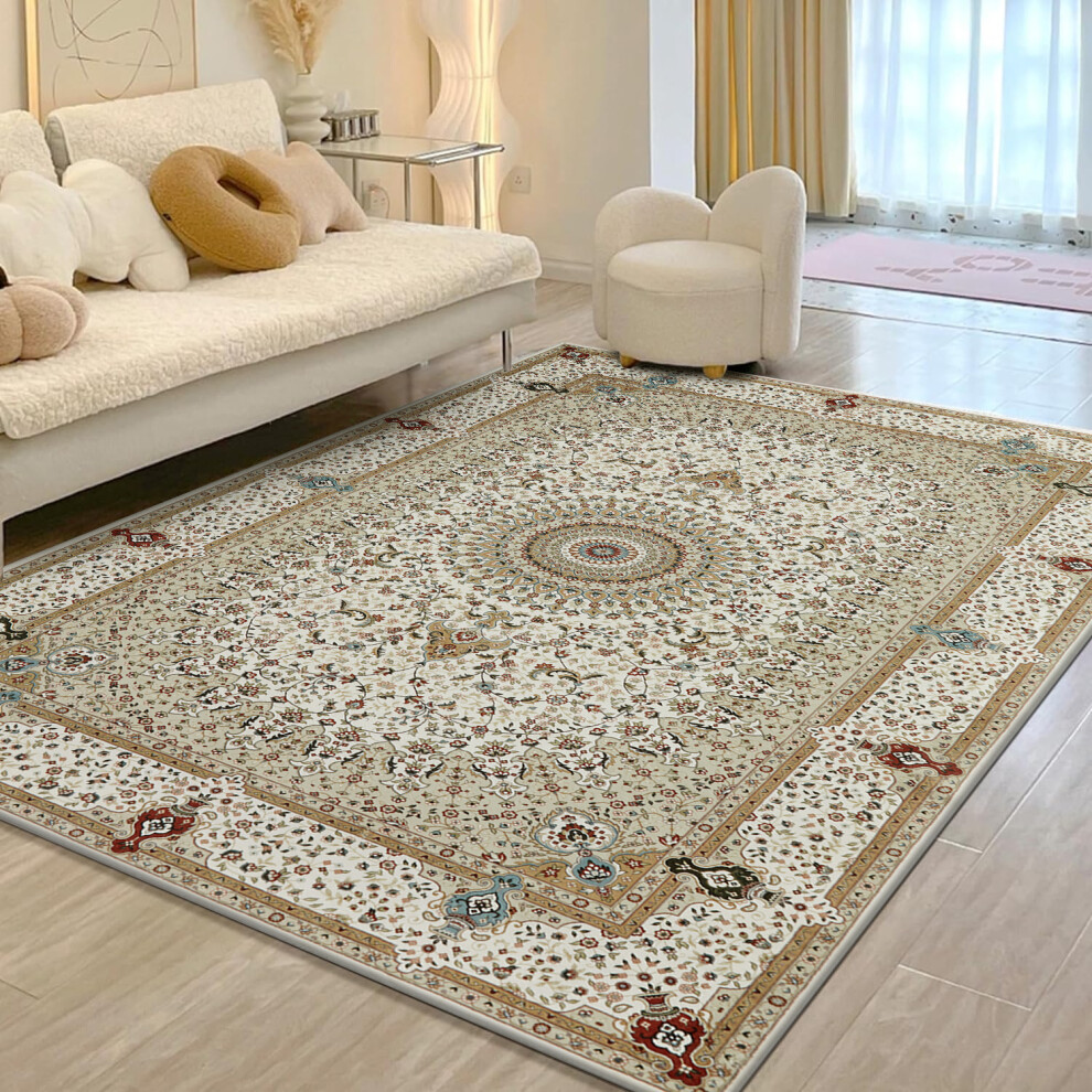 (120 x 170 cm (4 ft x 4 ft 9 in)- Small Area Rug/Carpet, Willow Beige ) Extra Large Traditional Rugs Modern Carpet Doormat