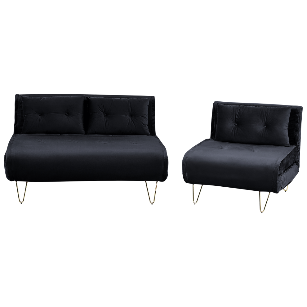 Velvet Sofa Set Black VESTFOLD