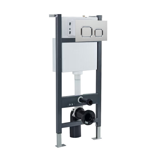 NES Home Nes Home Wall Hung Toilet Cistern Frame with Avant Chrome Square Push Button