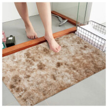 (50cm x 80 cm (1 ft 6 in x 2 ft 6 in)- Tie Dye Beige Small Mat) Non Slip Beige Rugs Fluffy Shaggy Rug Carpets Mats