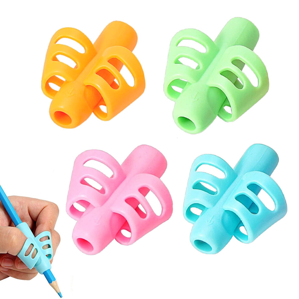 Pencil Grips for Childrens Handwriting, Pencil Holder for Kids, Handwriting Grip, Ergonomic Training Finger Pencil Grips (Pack 4, Mixed)