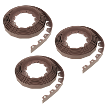 (3 Pack - 30m) KCT 10-50 Metre Brown Flexible Plastic Lawn Edging Grass Border with Pegs Garden Edger Heavy Duty Flower Bed