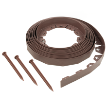 (Single Pack - 10m) KCT 10-50 Metre Brown Flexible Plastic Lawn Edging Grass Border with Pegs Garden Edger Heavy Duty Flower Bed