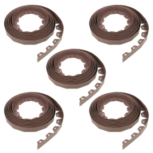 (5 Pack - 50m) KCT 10-50 Metre Brown Flexible Plastic Lawn Edging Grass Border with Pegs Garden Edger Heavy Duty Flower Bed
