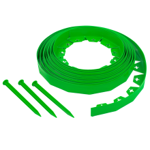 (Single Pack - 10m) KCT 10-50 Metre Green Flexible Plastic Lawn Edging Grass Border with Pegs Garden Edger Heavy Duty Flower Bed