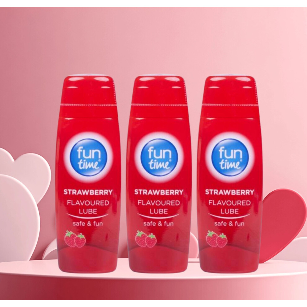 3 Strawberry Flavoured Sex Lube Fun Time Lubrication Water Based 75ml