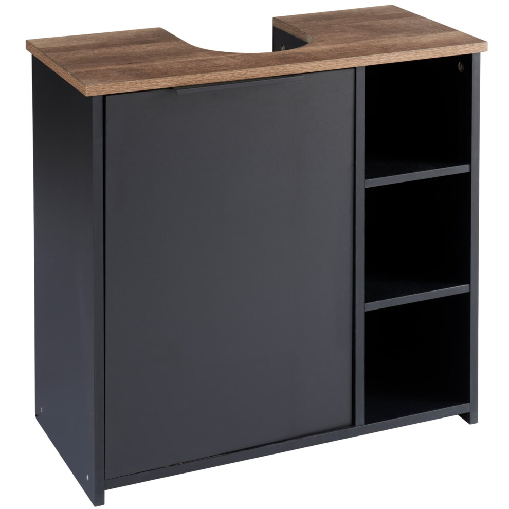 Bathroom Under Sink Cabinet Black 3 Storage shelf Cupboard One Door