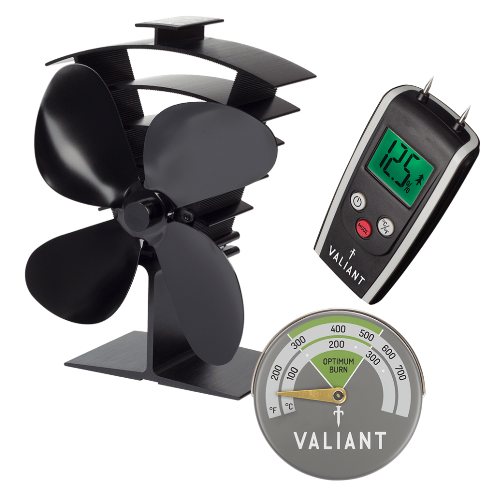 Valiant Premium IV Stove Fan, Moisture Meter & Green Thermometer