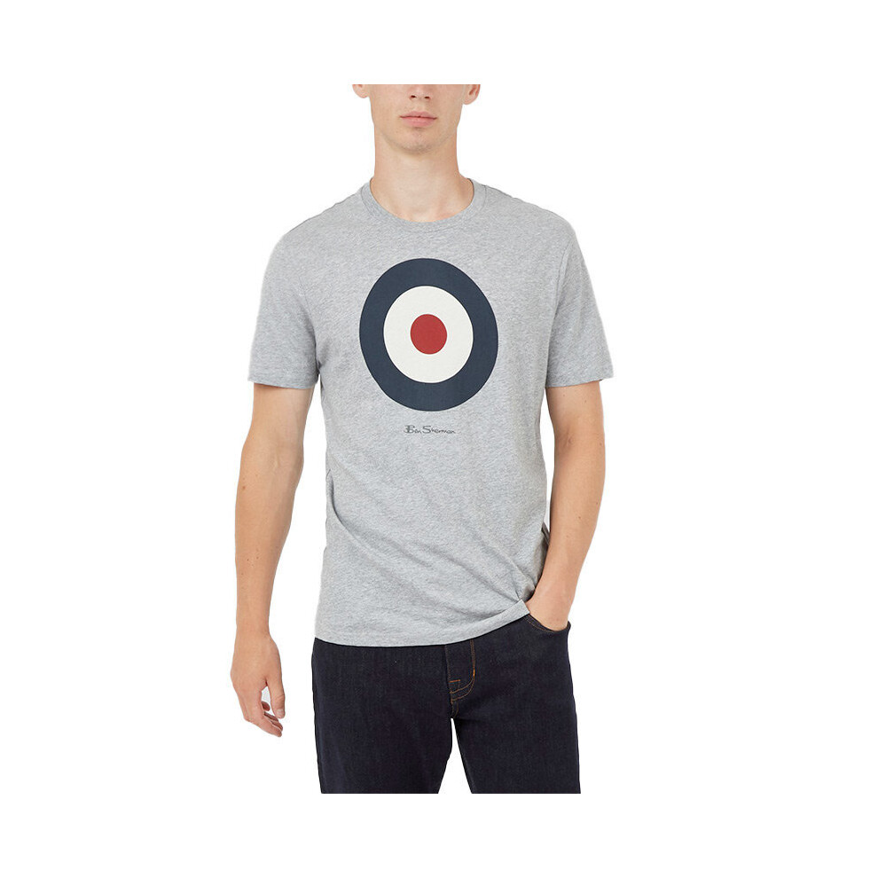 (Grey, S) BEN SHERMAN Mens T Shirt Target Logo Summer Cotton