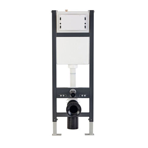 NES Home Nes Home Toilet WC Cistern Frame with Modern Chrome Square Button Flush Plate 1