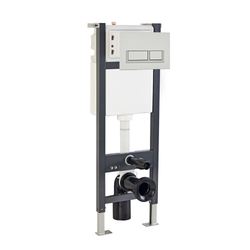 NES Home Nes Home Toilet WC Cistern Frame with Modern Chrome Square Button Flush Plate