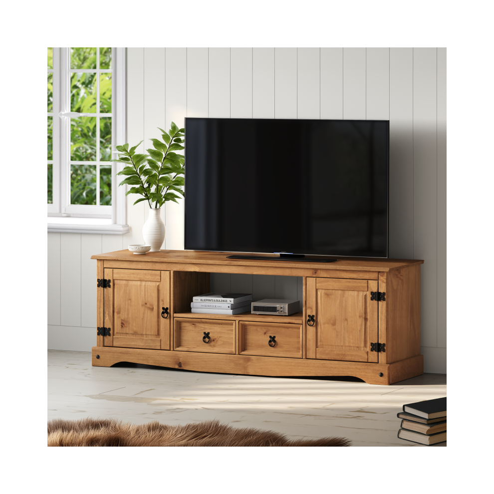 Mercers Furniture Corona Large Widescreen Tv Unit Stand Solid Wood Pine Wooden