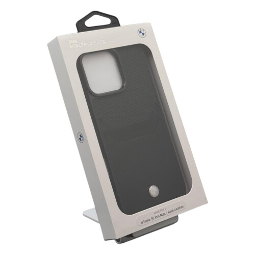 BMW iPhone 16 Pro Max BMW Læderetui med Kortholder Sort 2