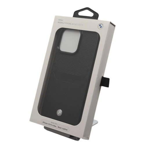 BMW iPhone 16 Pro Max BMW Læderetui med Kortholder Sort 1