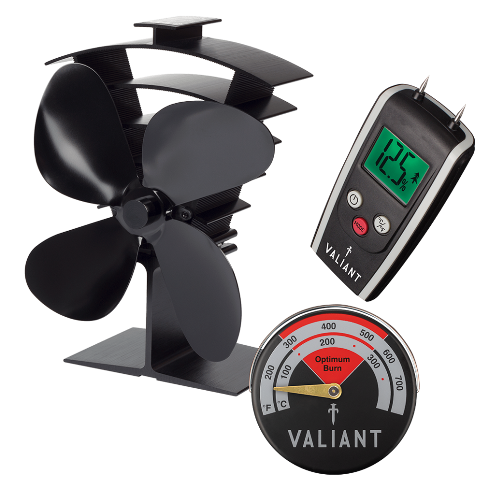 Valiant Premium IV Stove Fan, Moisture Meter & Red Thermometer