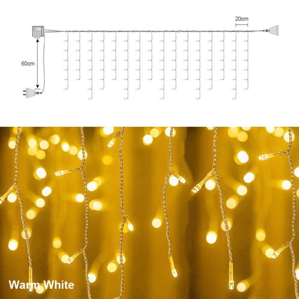 (warm white, 5M Icicle String Light) 5M Drooping 0.4-06m Curtain Icicle String Light 10M Star Light String LED Garland Lamp Christmas Light Outdoor We