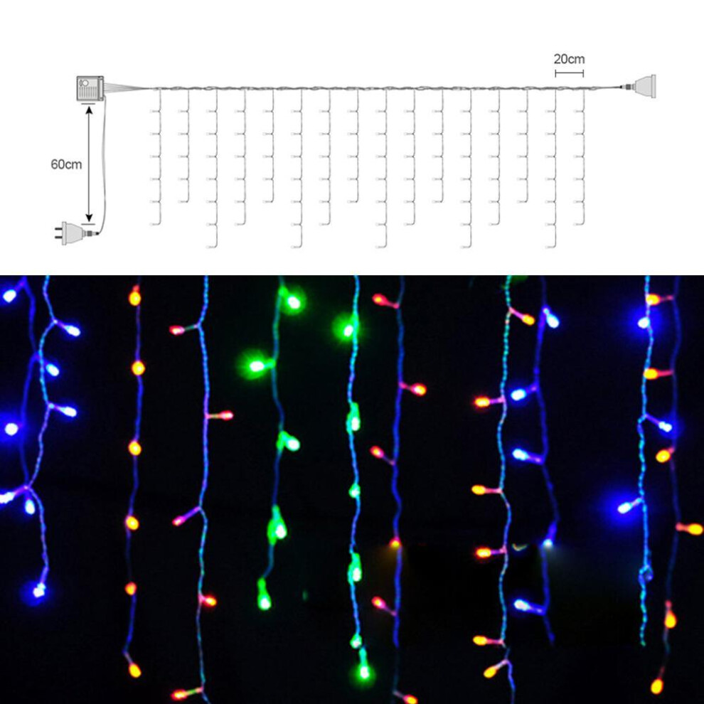 (multicolor, 5M Icicle String Light) 5M Drooping 0.4-06m Curtain Icicle String Light 10M Star Light String LED Garland Lamp Christmas Light Outdoor Wedding Party Garden Decor With EU Plug