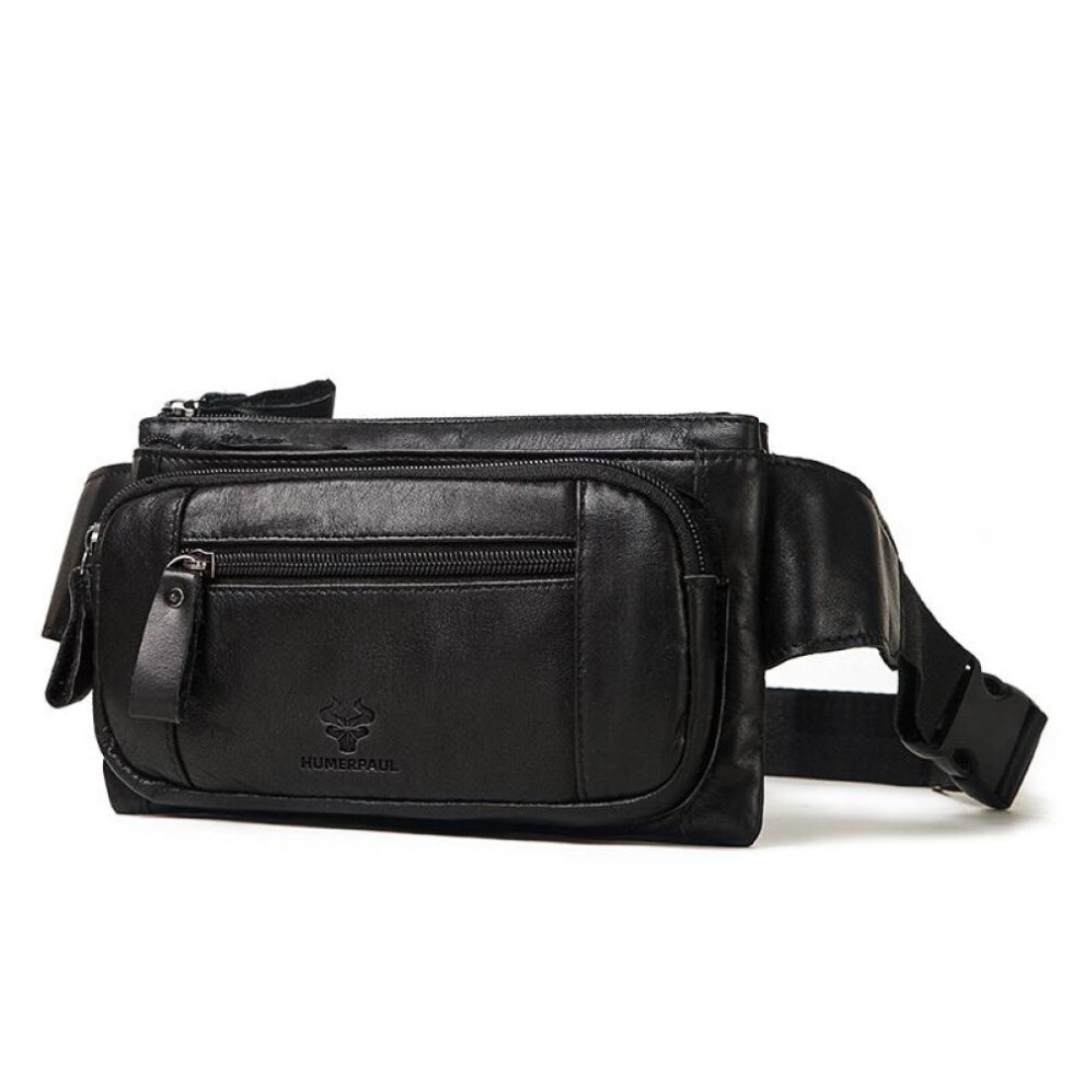 HUMERPAUL Famous Brand Fashion Men Genuine Leather Waist Packs Organizer Travel Chest Bag Necessity Waist belt Mobile Phone Small Bum Bag