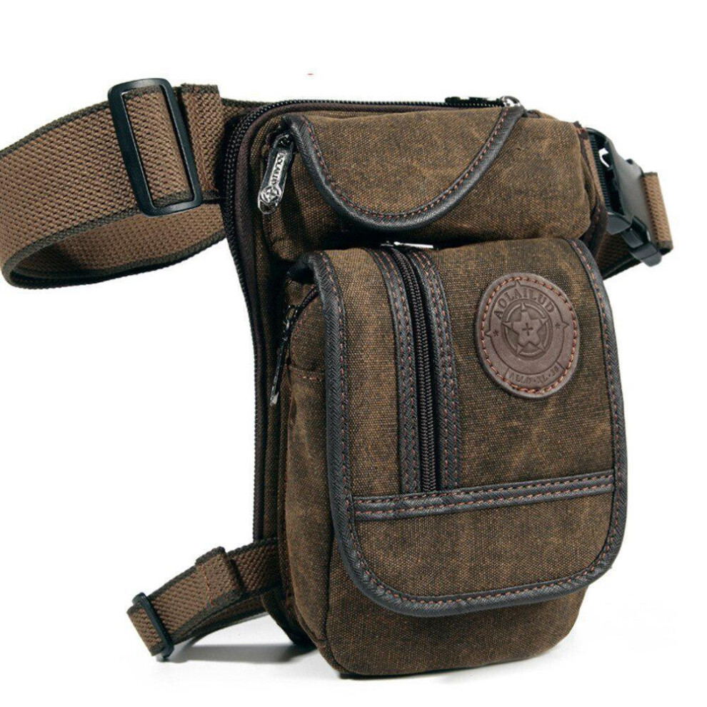 (Brown) 1Pcs Canvas Bag Multi-purpose Outdoor Crossbody Men&apos;s Belt Hip Bum Waist Fanny Pack Shoulder Bags