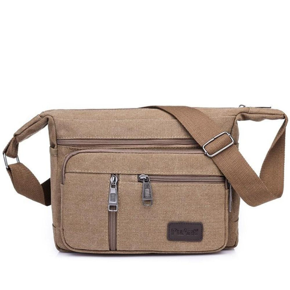 (Brown) Men Canvas Shoulder Bags Casual Tote Travel Men&apos;s Crossbody Bag Luxury Messenger Bags Fashion High Quality Handbag