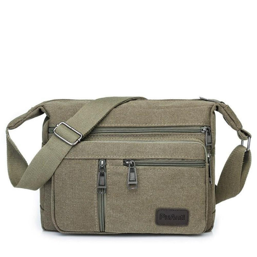 (Army Green) Men Canvas Shoulder Bags Casual Tote Travel Men&apos;s Crossbody Bag Luxury Messenger Bags Fashion High Quality Handbag