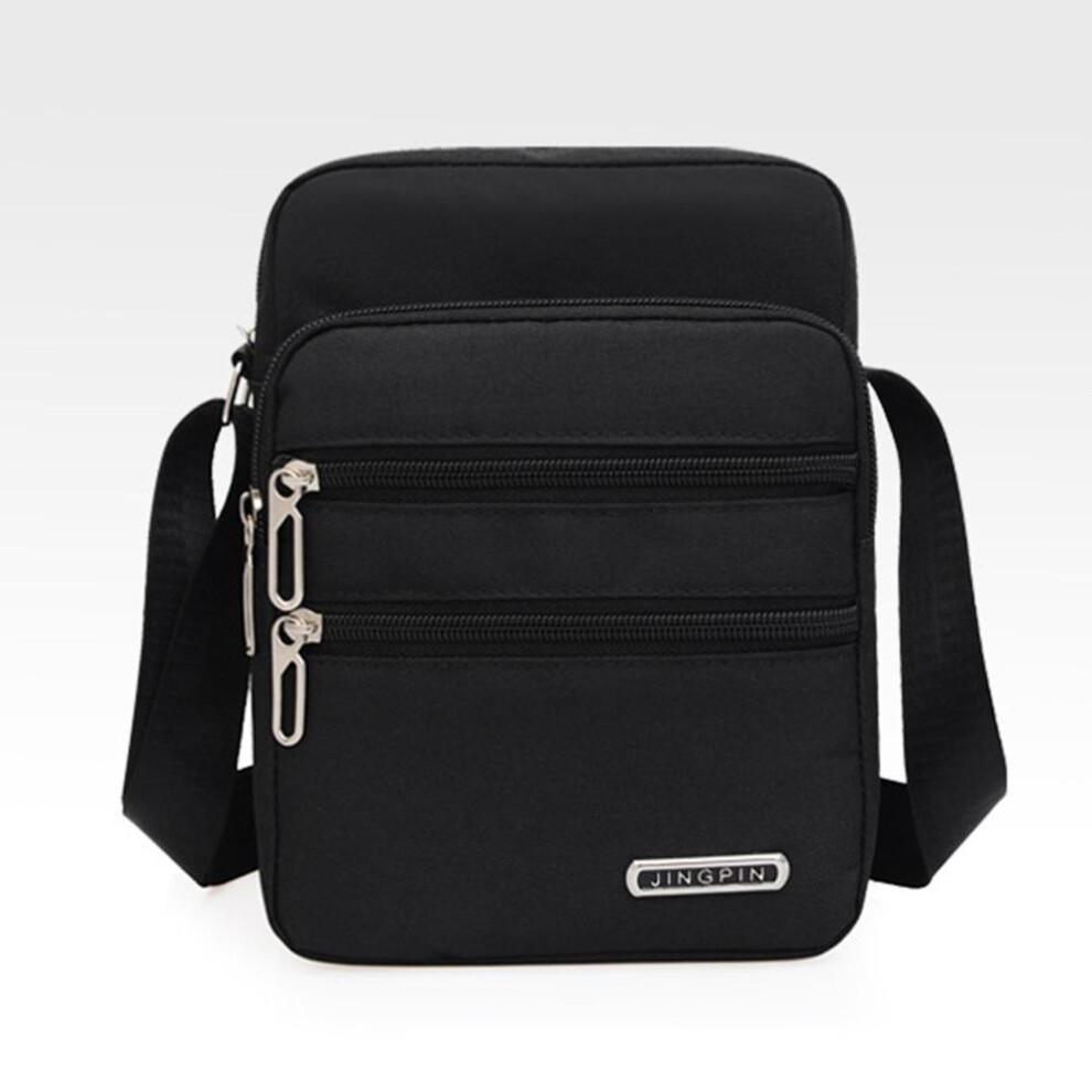 (Black) Men&apos;s Shoulder Bag Business Leisure Large Capacity Portable Handbag Zipper Multi Layer Waterproof Summer Male&apos;s Crossbody Bags