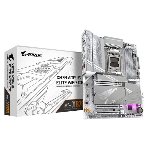 Gigabyte GIGABYTE X870 A ELITE WF7 ICE Motherboard - Supports AMD Ryzen 9000 CPUs, 16+2+2 Phases Digital VRM, up to 8000MHz DDR5