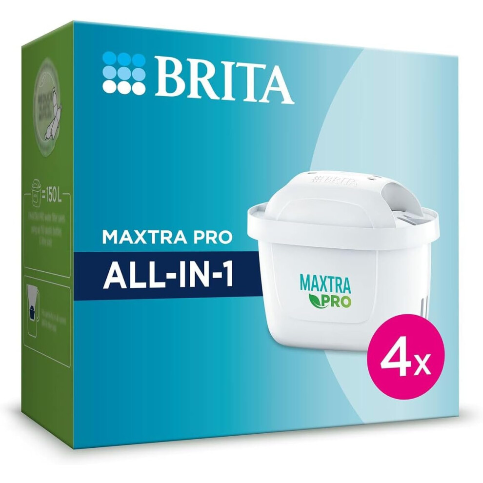 (BRITA MAXTRA PRO All-in-1 Water Filter Cartridge 4 Pack (New) - Original BRITA Refill reducing impurities, Chlorine, PFA) BRITA MAXTRA PRO All-in-1 W