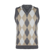 (XL, Grey-Stone) New Men Knitted Vest V-Neck Argyle Pattern Sleeveless Jumper Sweater Vest Ribbed Edge