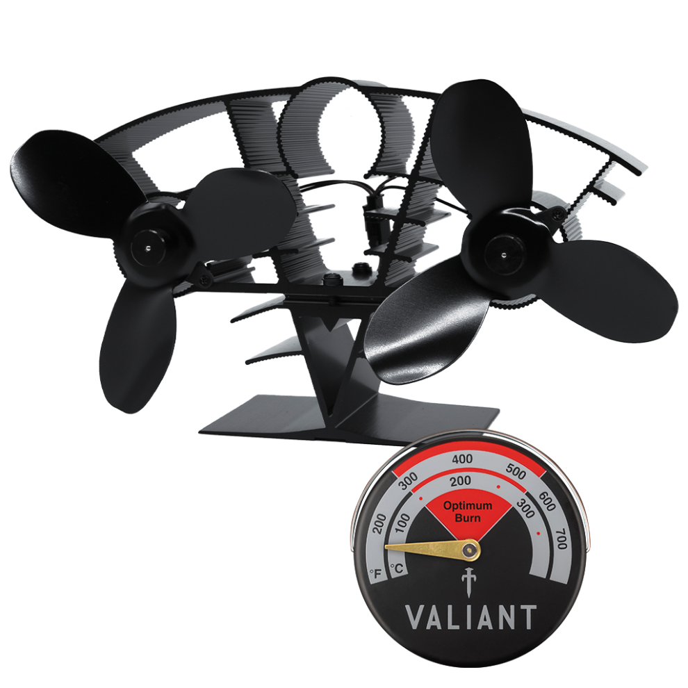 Valiant Whirlwind Stove Fan & Magnetic Stove Thermometer in Red