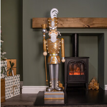 1.2m Battery Operated Light up Giant Christmas Gold Nutcracker with LEDs