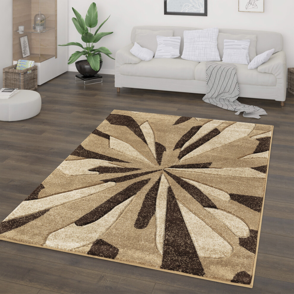 (BROWN / BEIGE, 80 cm x 150 cm) Geometric Multicolored Carved Living Room Rug