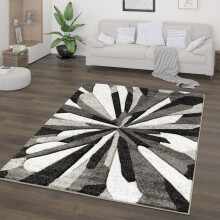 (BLACK / GREY, 160 cm x 220 cm) Geometric Multicolored Carved Living Room Rug