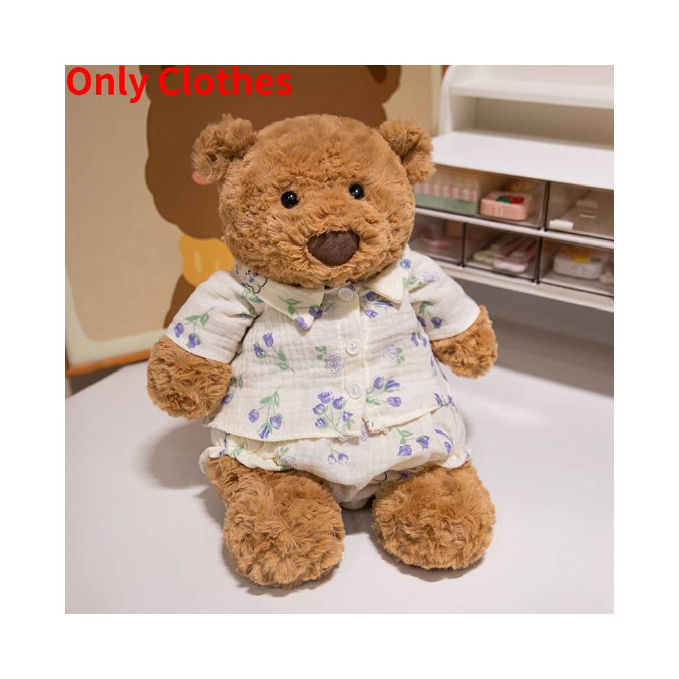 (Flowers Printed Suit, 36cm/14.17in) Bear Bartholomew Clothes Plush Toy Stuffed Animal Doll Kids Gift Decoration