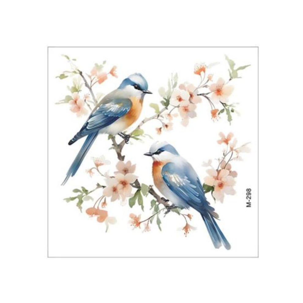 Waterproof Toilet Stickers Bird Flower Pattern Vibrant Color Easy to Apply Long-lasting Adhesion Wall