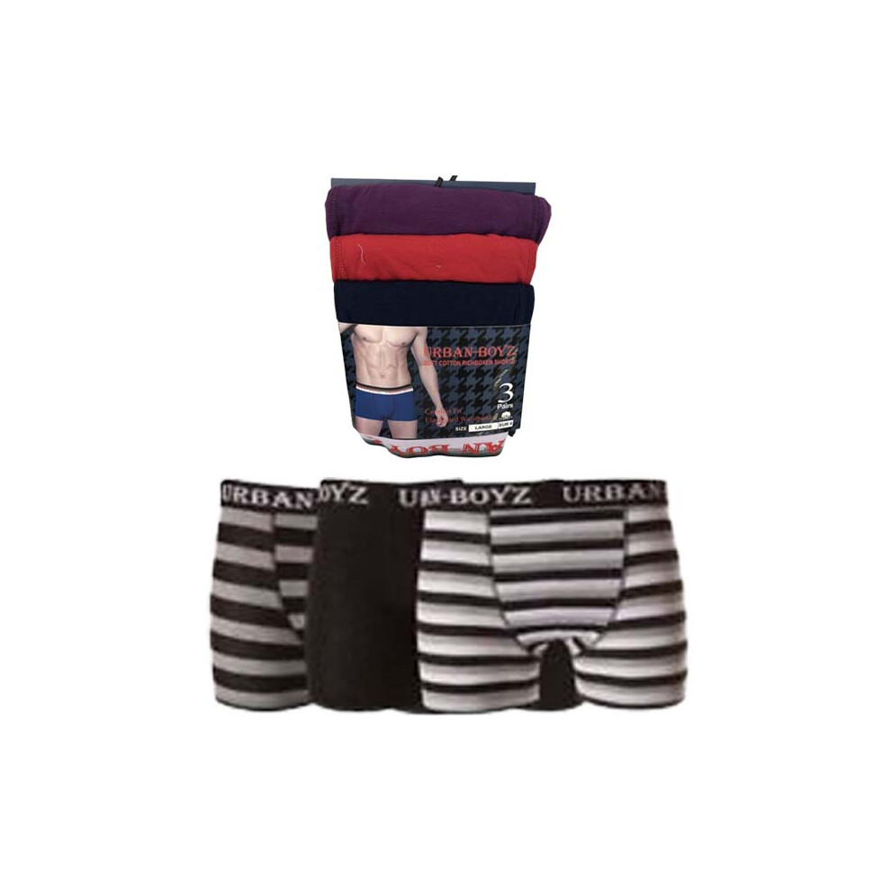 (Urban-Boyz Mix Boxer, S) 3 Pack Mens Underwear Boxer Neon Colour Briefs & Urban Boxer Shorts Adults Underpants Trunk