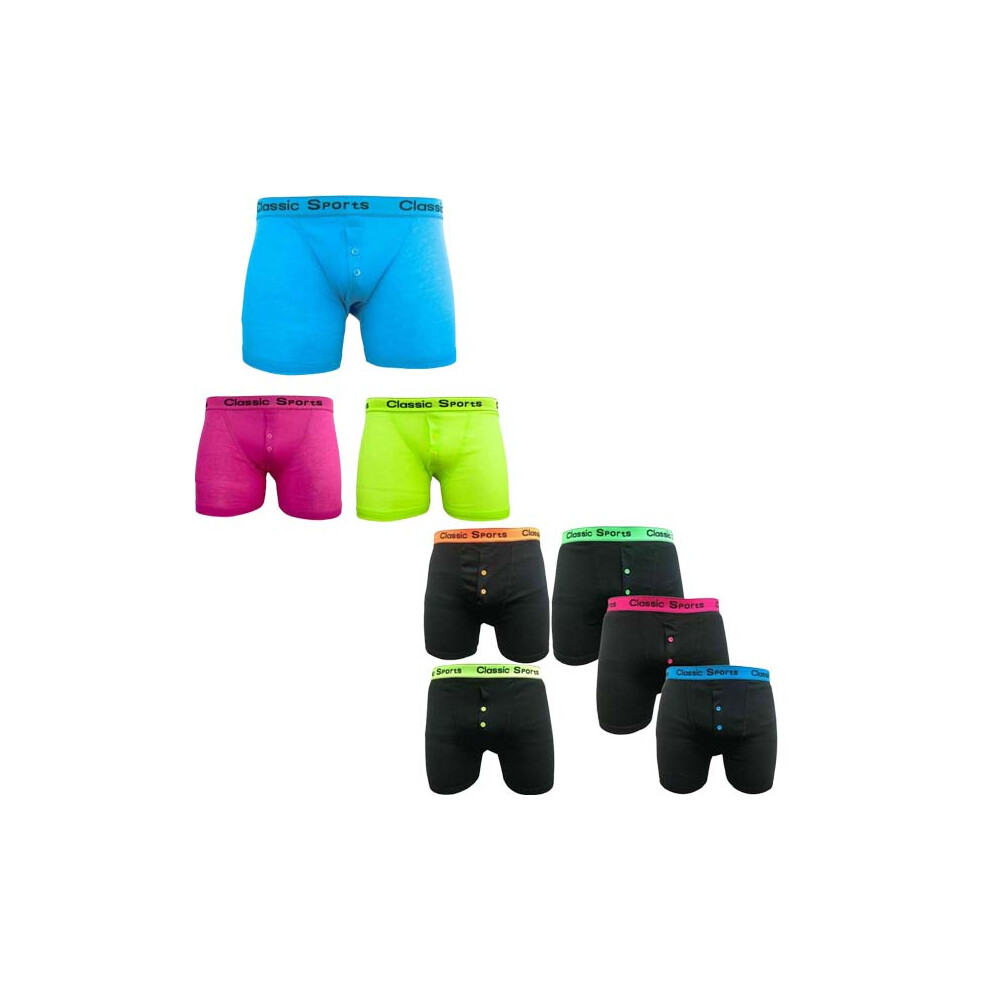 (Classic Boxer Mix Color, M) 3 Pack Mens Underwear Boxer Neon Colour Briefs & Urban Boxer Shorts Adults Underpants Trunk