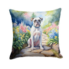 Carolines Treasures DAC6580PW1414 14 x 14 in. White Boxer Spring Path Throw Pillow