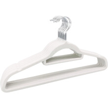 (White) 50 Non Slip Flocked Velvet Hangers