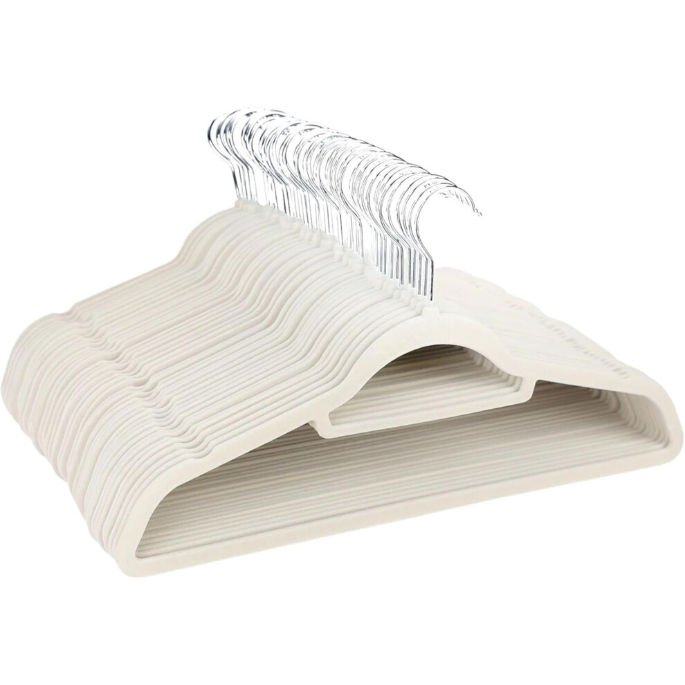 Panzy Home (Cream) 50 Non Slip Flocked Velvet Hangers Cream