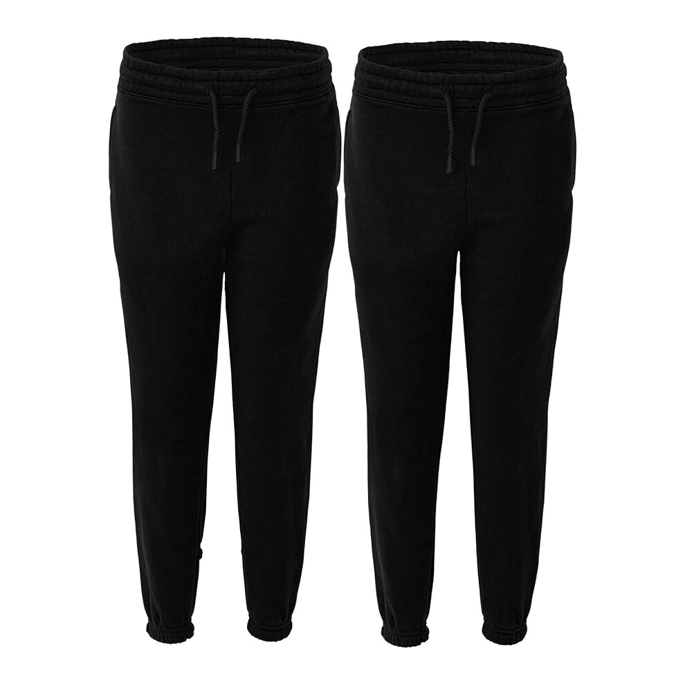 (2 Pack Black, 13-14 Years) Panzy Childrens/Kids Unisex Jog Pants / Jogging Bottoms