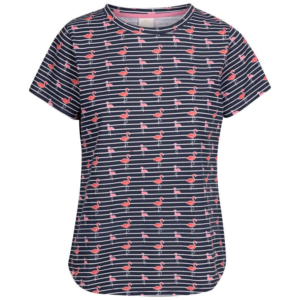 (6, Navy Flamingo Stripe) Trespass Women Casual Short Sleeve Print Top Cara